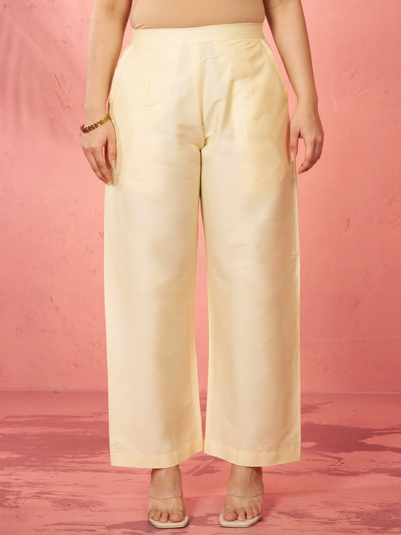 Women's Gold Viscose Palazzo Pants