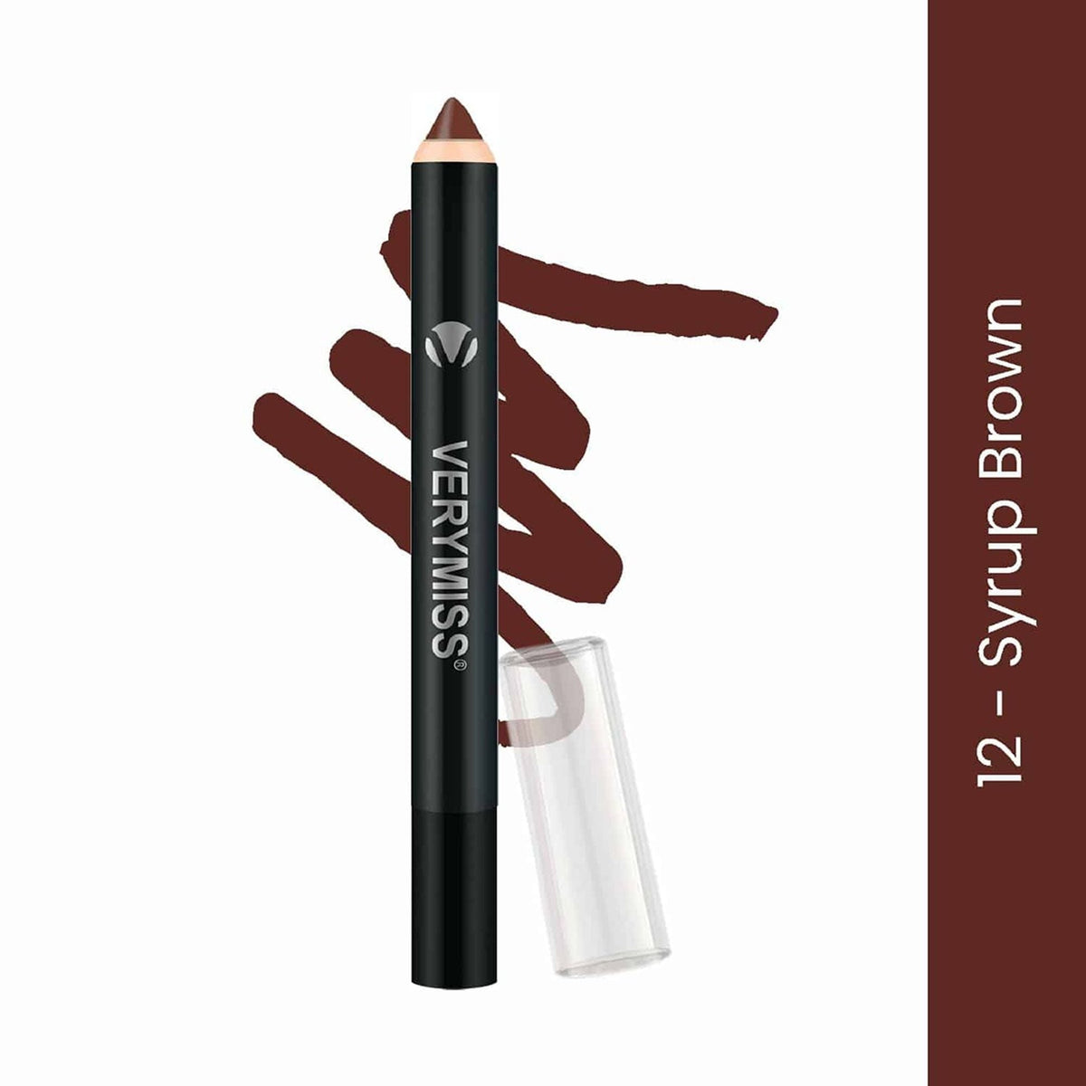 Brown makeup pencil with 'VeryMiss' branding on a white background