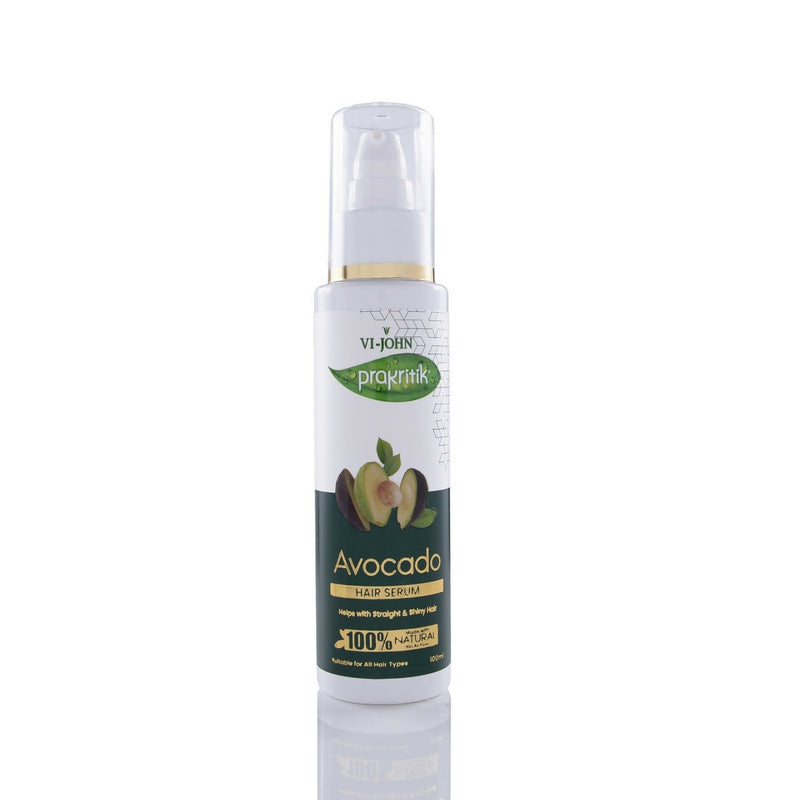 Avocado hair serum bottle with visible branding on a white background