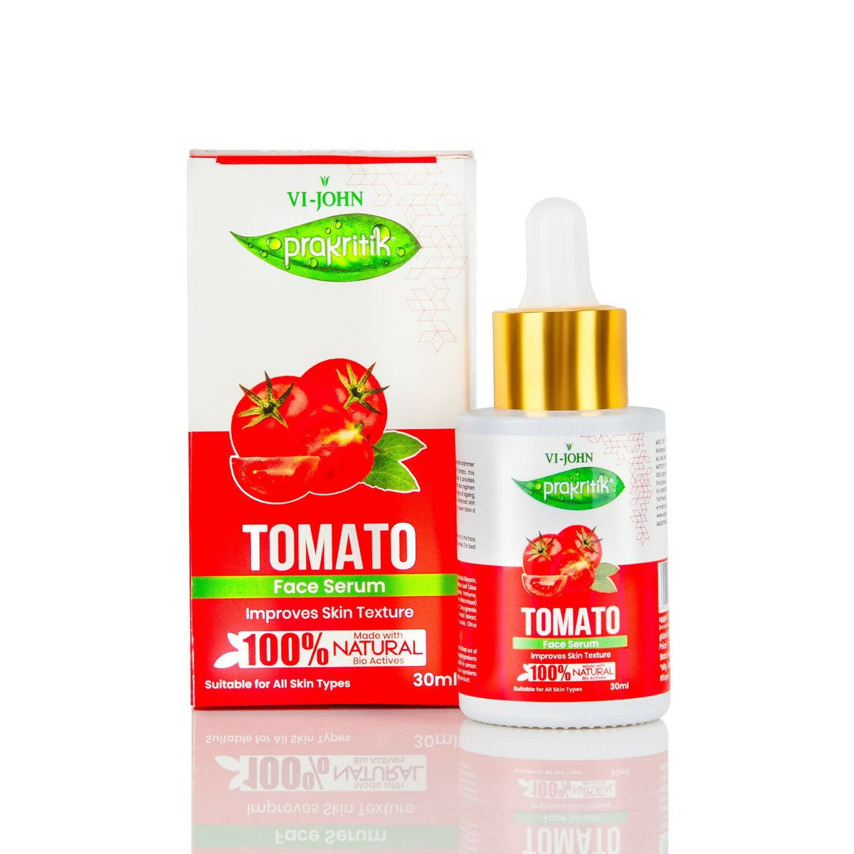 VI-JOHN Tomato Face Serum packaging with dropper bottle on a white background