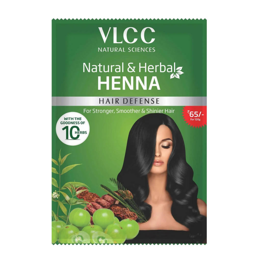 VLCC Natural & Herbal Henna hair product packaging on a white background