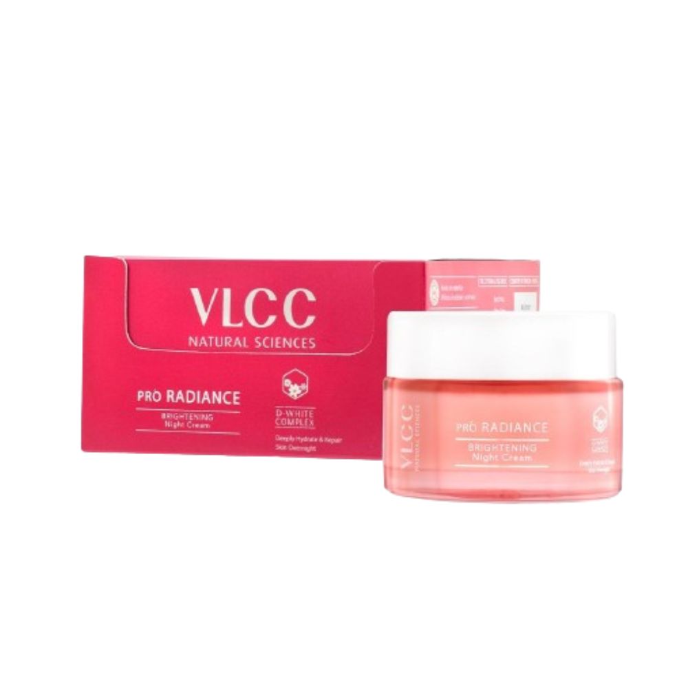 VLCC Pro Radiance night cream with packaging on a white background