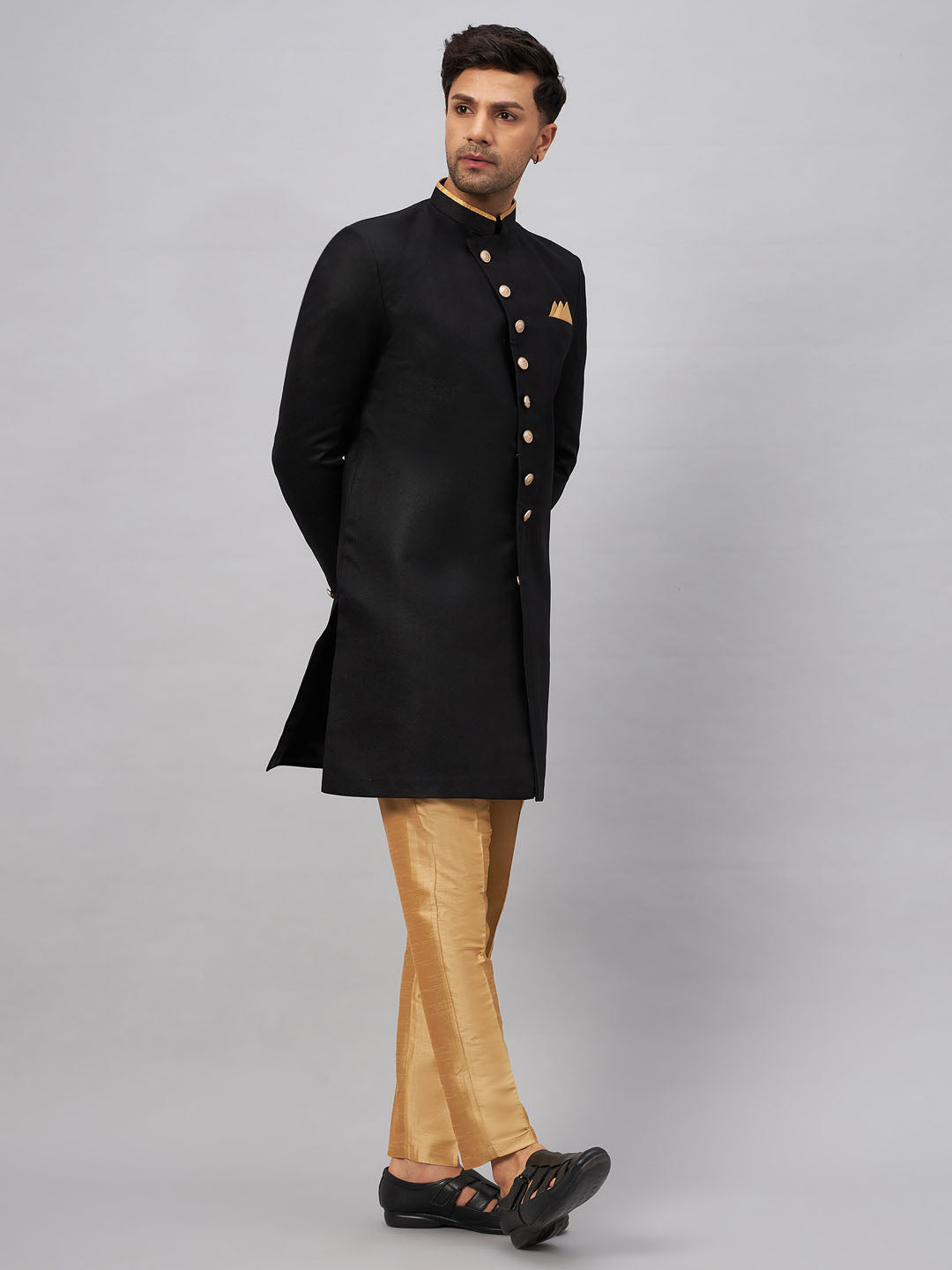 Men's Black Indo Western Set
