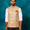 Men's Beige Woven Nehru Jacket