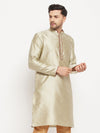 VASTRAMAY Men's Beige Silk Blend Kurta