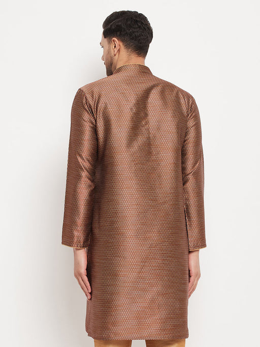 VASTRAMAY Men's Maroon Silk Blend Kurta