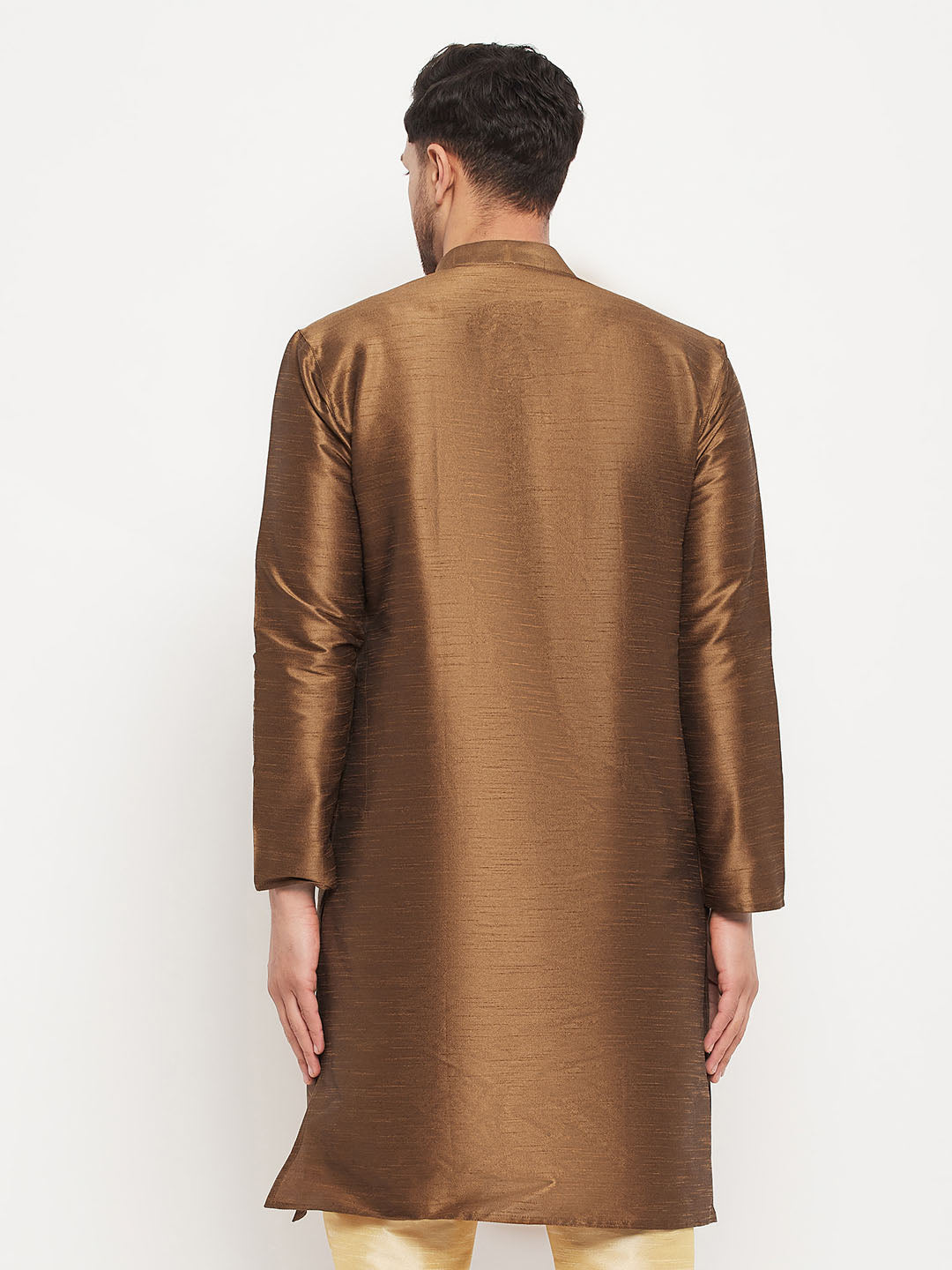 Men's Coffee Cotton Silk Blend Kurta