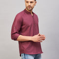 Men's Purple Short Cotton Kurta