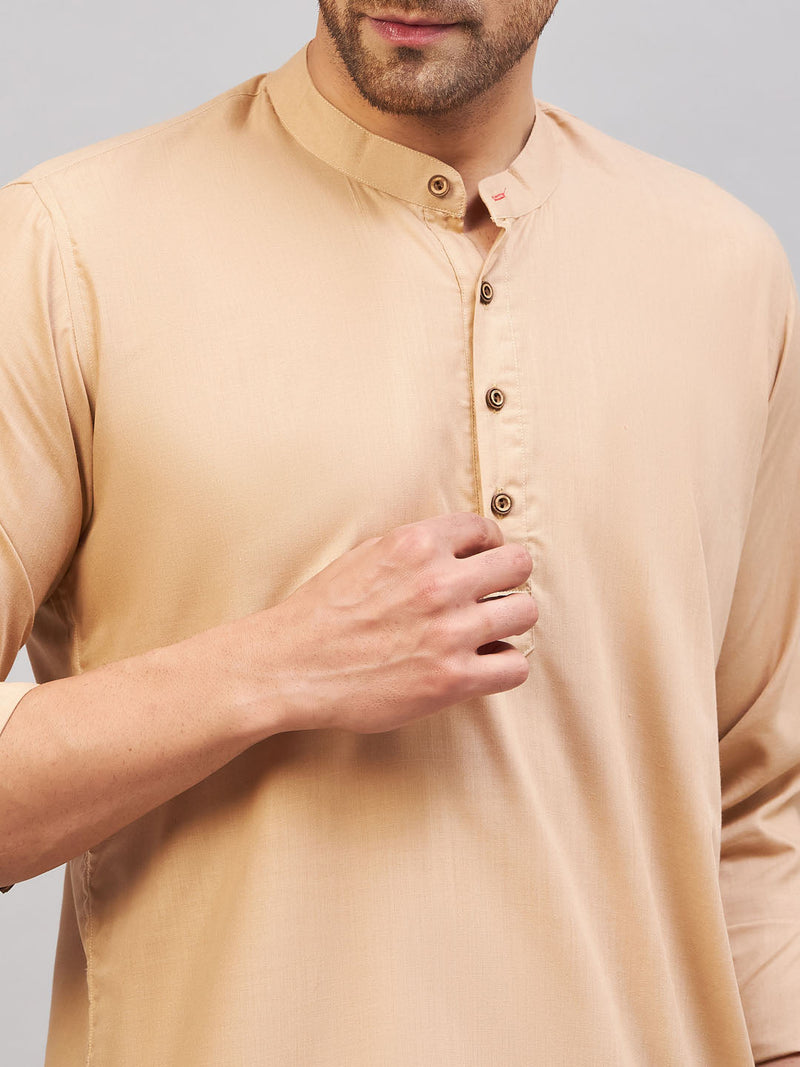 Men's Chiku Brown Short Cotton Kurta