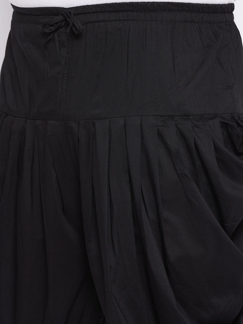 Men's Plus Size  Black Ethnic Jacket With Golden Silk Blend Kurta And Black Dhoti Set