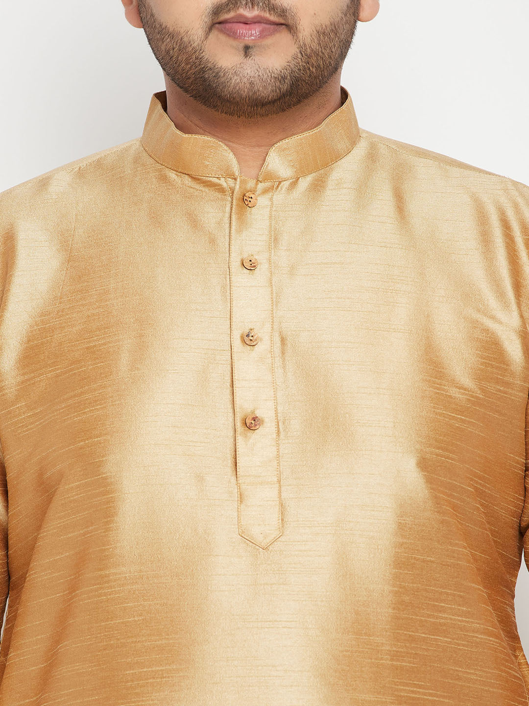 Men's Plus Size Rose Gold And Maroon Woven Silk Blend Jacket Kurta Pyjama Set