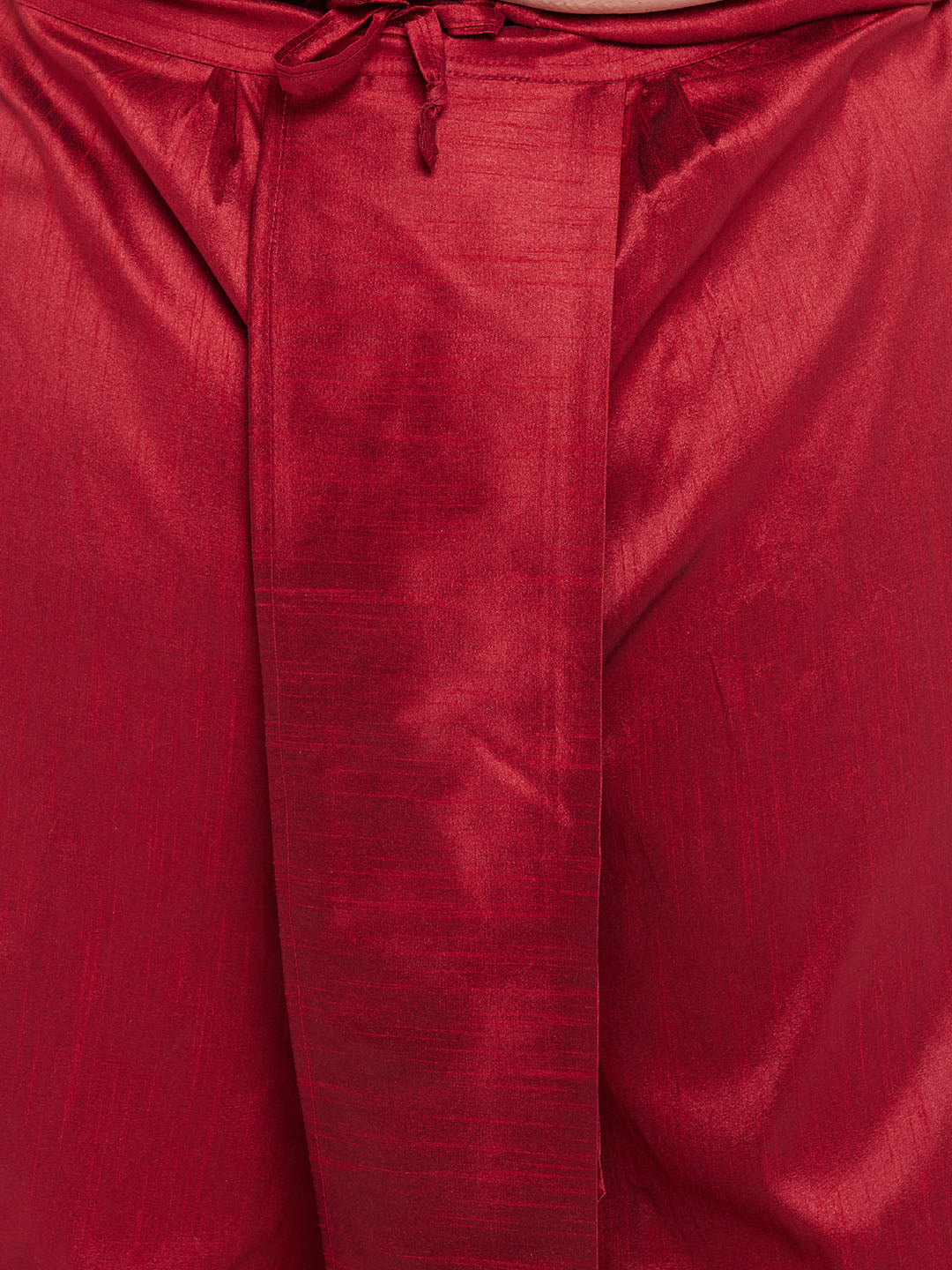 Men's Plus Size Maroon Woven Silk Blend Jacket And Maroon Silk Blend Kurta Dhoti Set