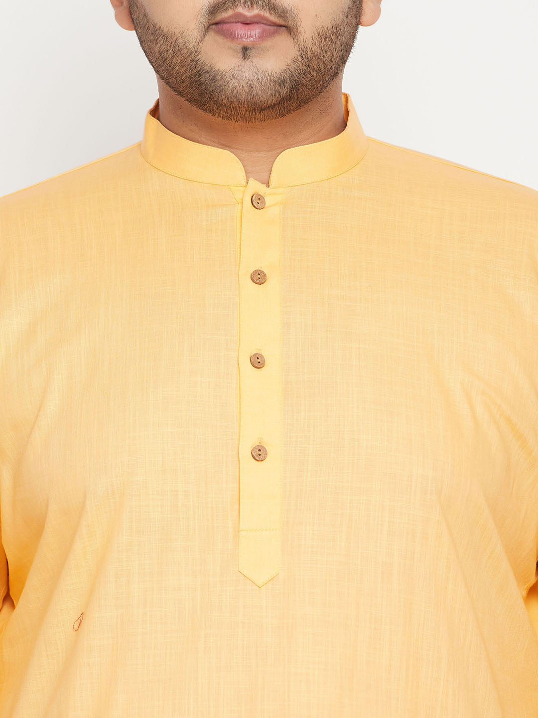 Men's Plus Size Fawn And Coffee Brown Cotton Blend Jacket Kurta Pyjama Set