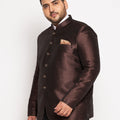 Plus Size Men's Coffee Silk Blend Jodhpuri
