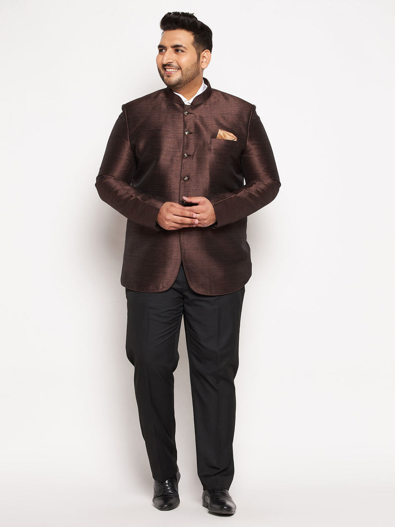 Plus Size Men's Coffee Silk Blend Jodhpuri