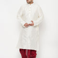 Men's Plus Size Cream Silk Blend Kurta Dhoti Set