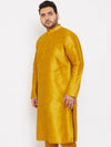 Men's Plus Size Mustard Silk Blend Kurta