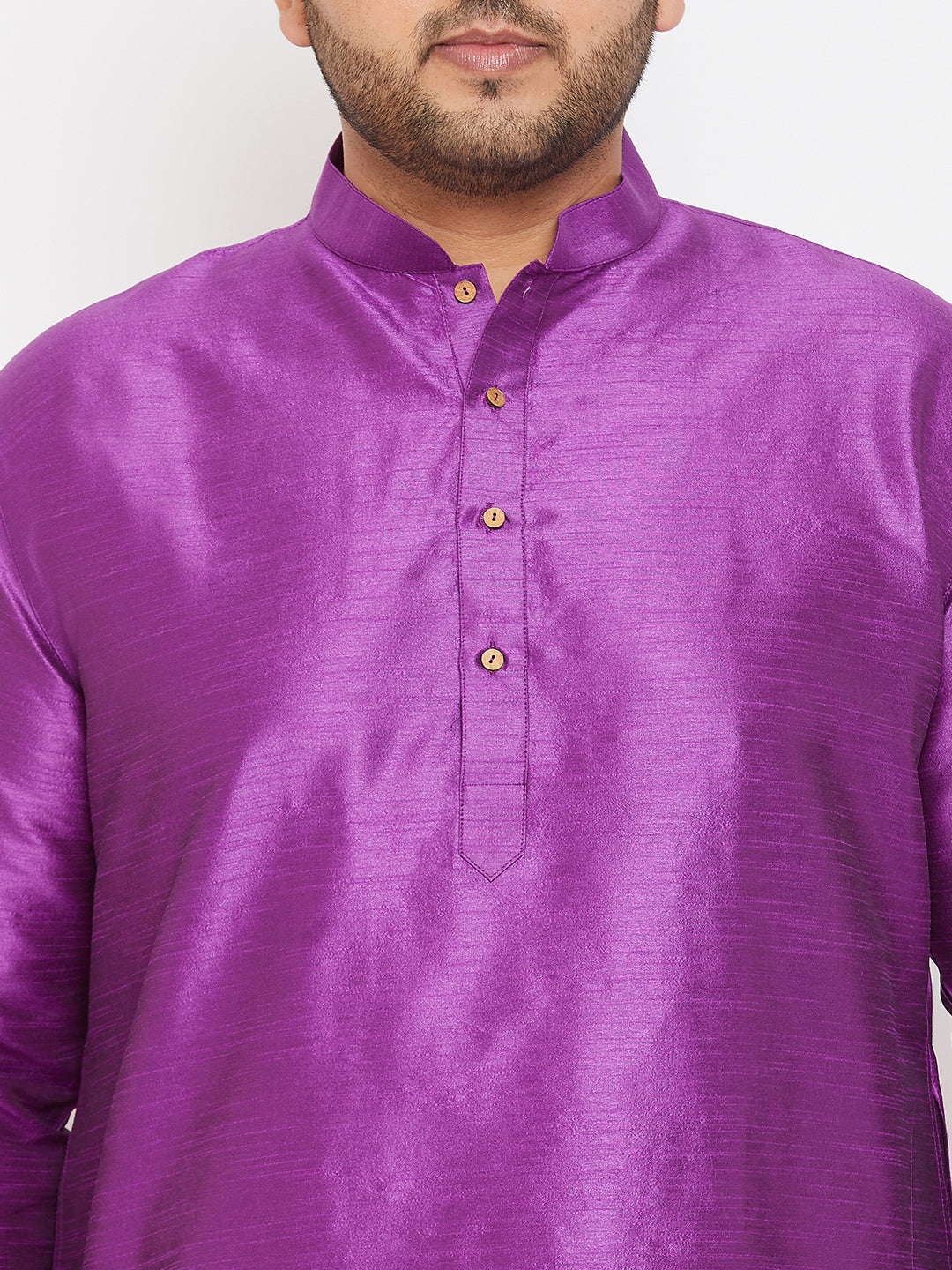 Men's Plus Size Purple Silk Blend Kurta