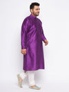 Men's Plus Size Purple Silk Blend Kurta Pyjama Set