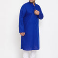 Men's Plus Size Blue Cotton Kurta And Pyjama Set