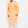 Men's Plus Size Peach Cotton Kurta And Pyjama Set