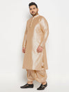 Men's Plus Size Gold Zari Weaved Kurta Dhoti Set