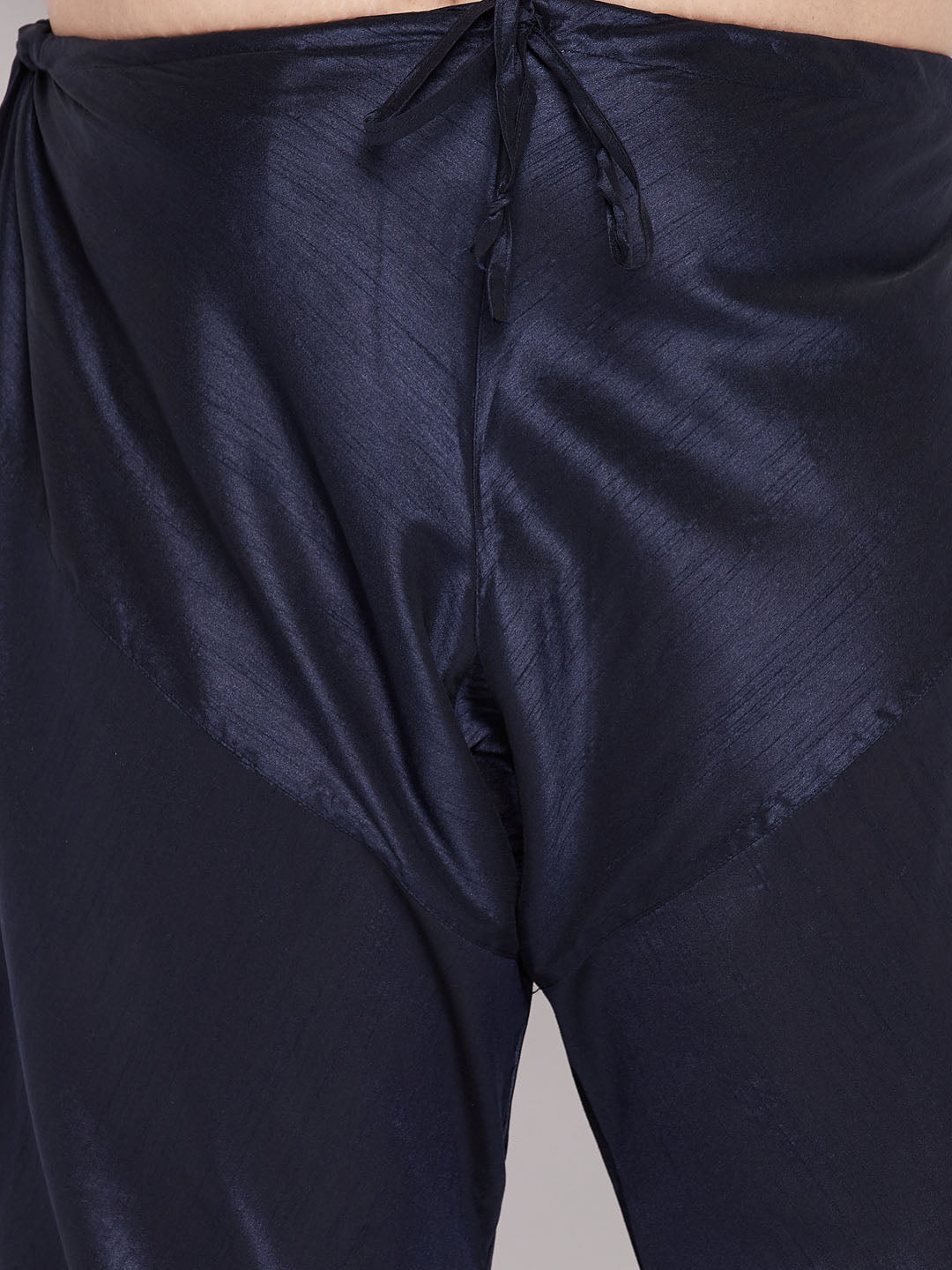 Men's Plus Size Aqua Blue Woven Kurta And Navy Blue Pyjama Set