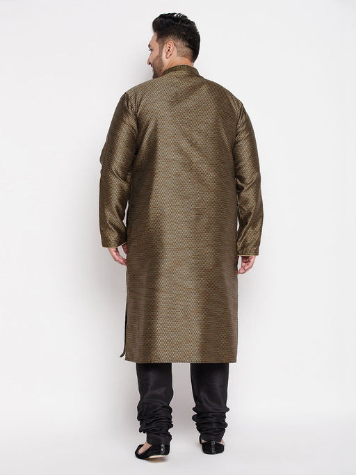 Men's Plus Size Black Woven Kurta And Pyjama Set
