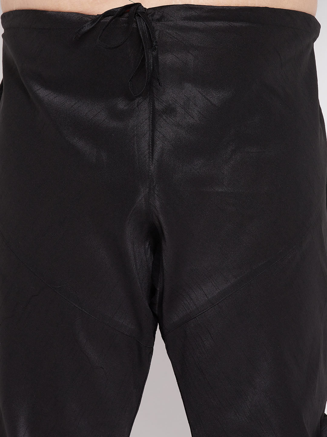 Men's Plus Size Black Woven Kurta And Pyjama Set