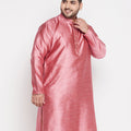 Men's Plus Size Pink Woven Kurta