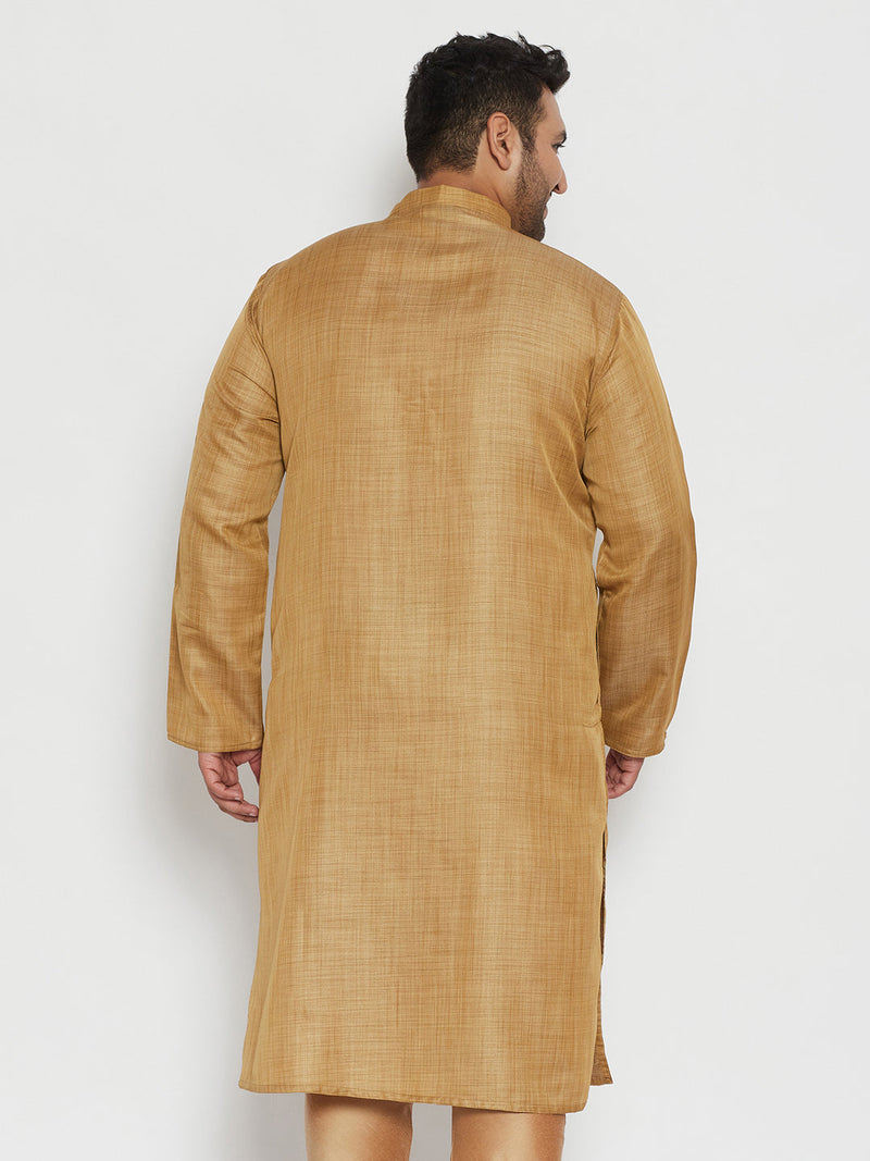 Men's Plus Size Beige Viscose Blend Kurta