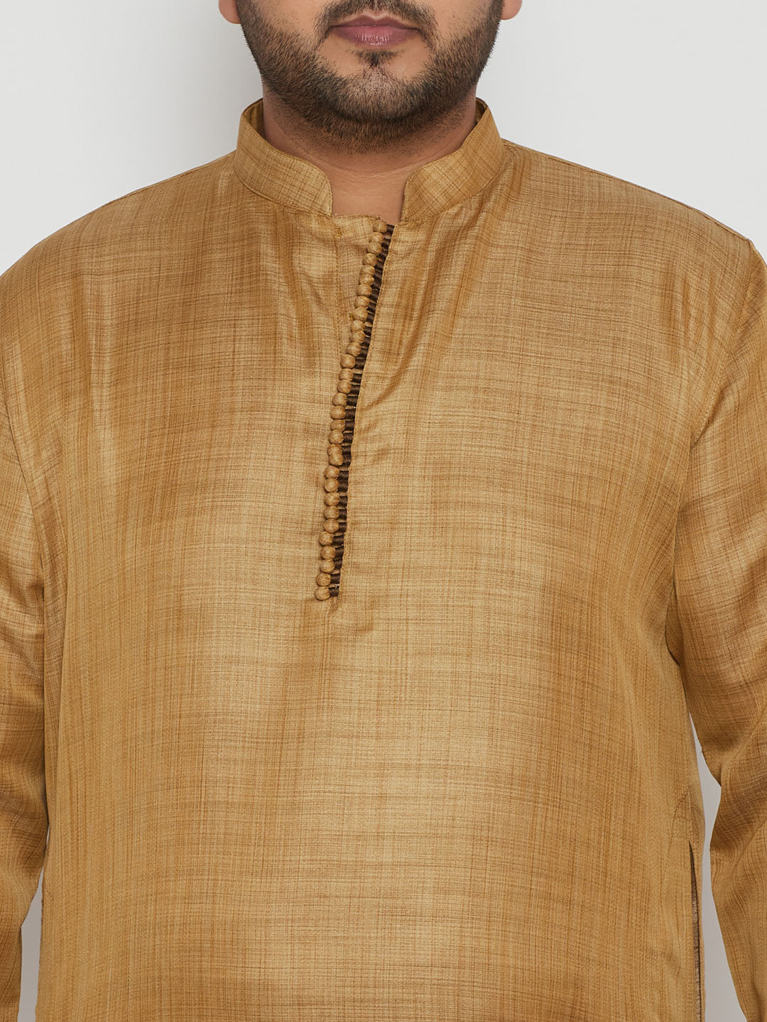 Men's Plus Size Beige Viscose Blend Kurta