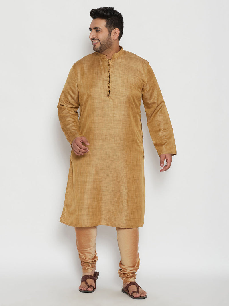 Men's Plus Size Beige Viscose Blend Kurta