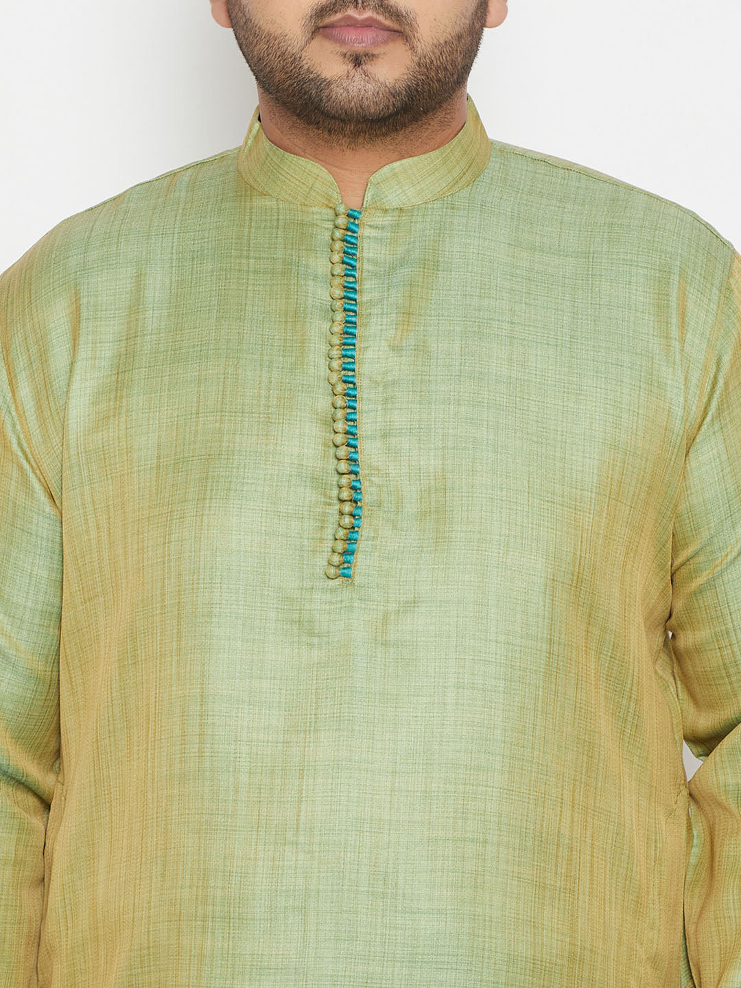 Men's Plus Size Mint Green Viscose Blend Kurta