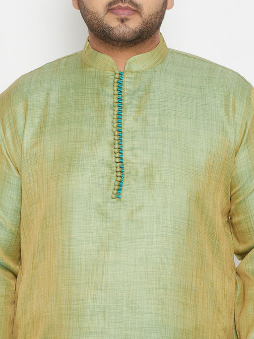 Men's Plus Size Mint Green Viscose Blend Kurta