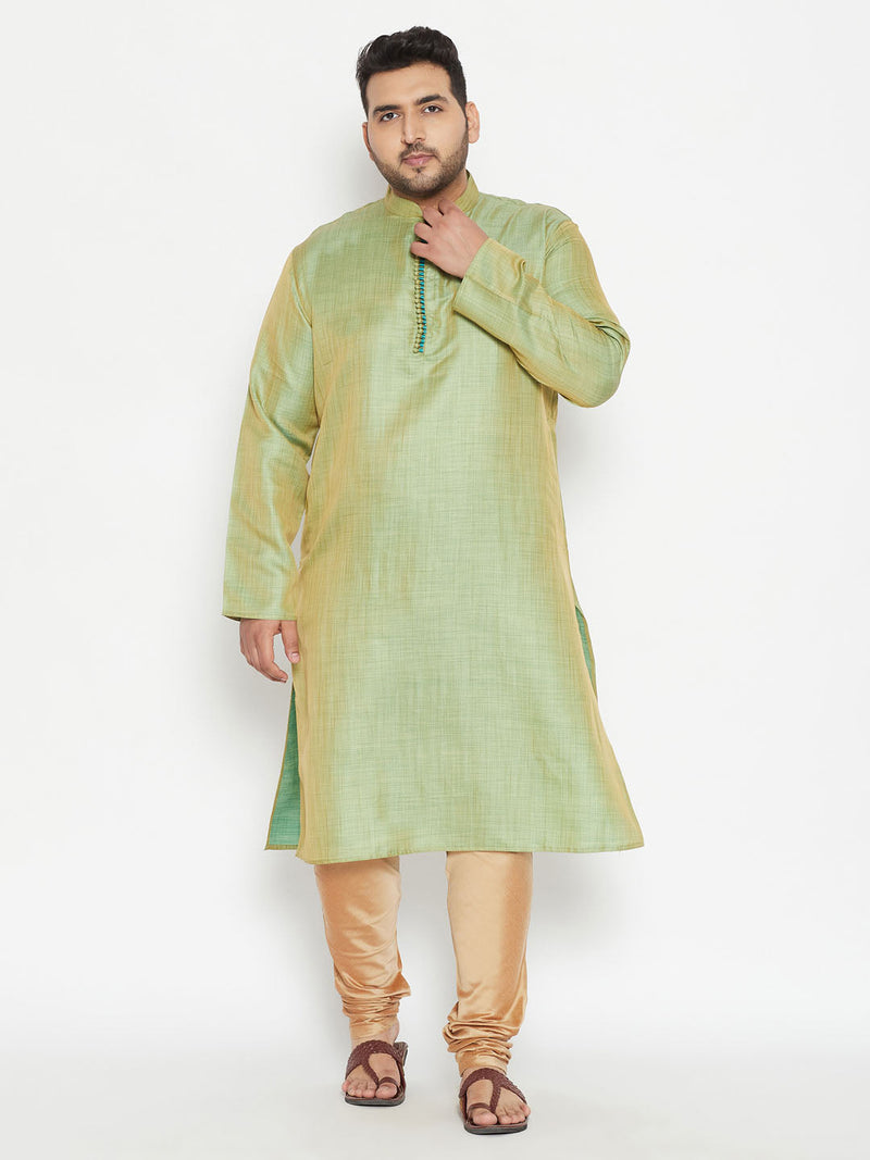 Men's Plus Size Mint Green Viscose Blend Kurta
