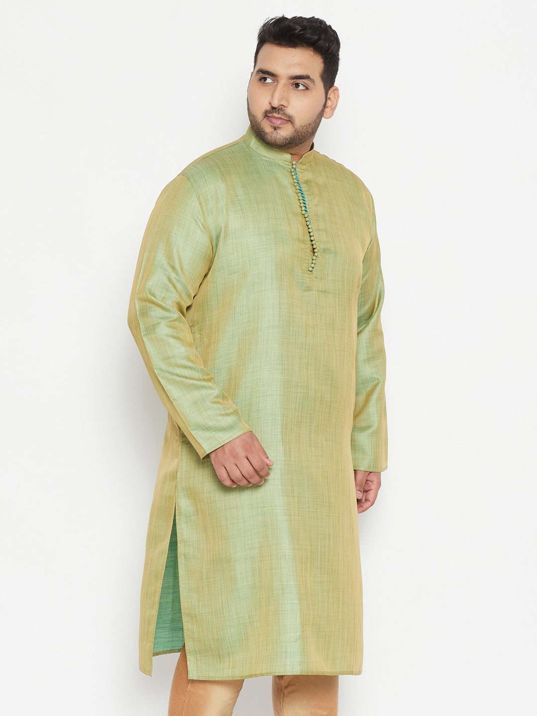 Men's Plus Size Mint Green Viscose Blend Kurta