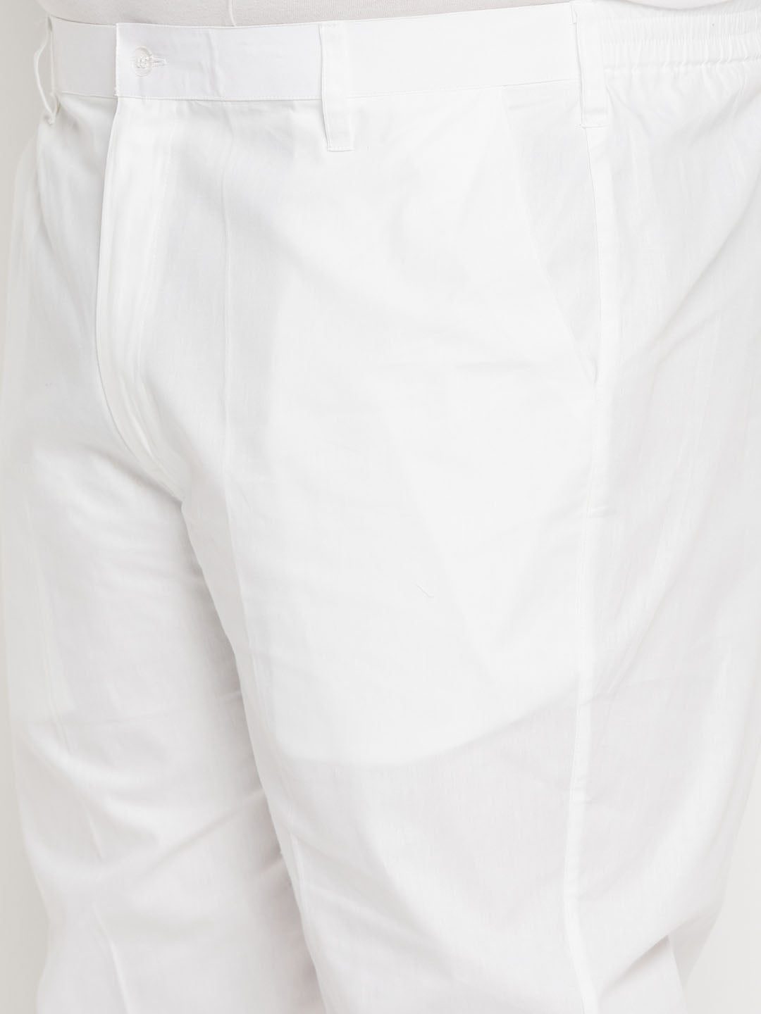 Men's Plus Size Mustard Chikankari Embroidered Kurta And White Cotton Pant Style Pyjama Set