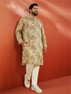 Men's Beige Printed Kurta with Cream Pyjama