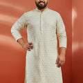 Men's Plus Off White Sequin Kurta