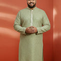 Men's Plus Pista Green Sequin Kurta