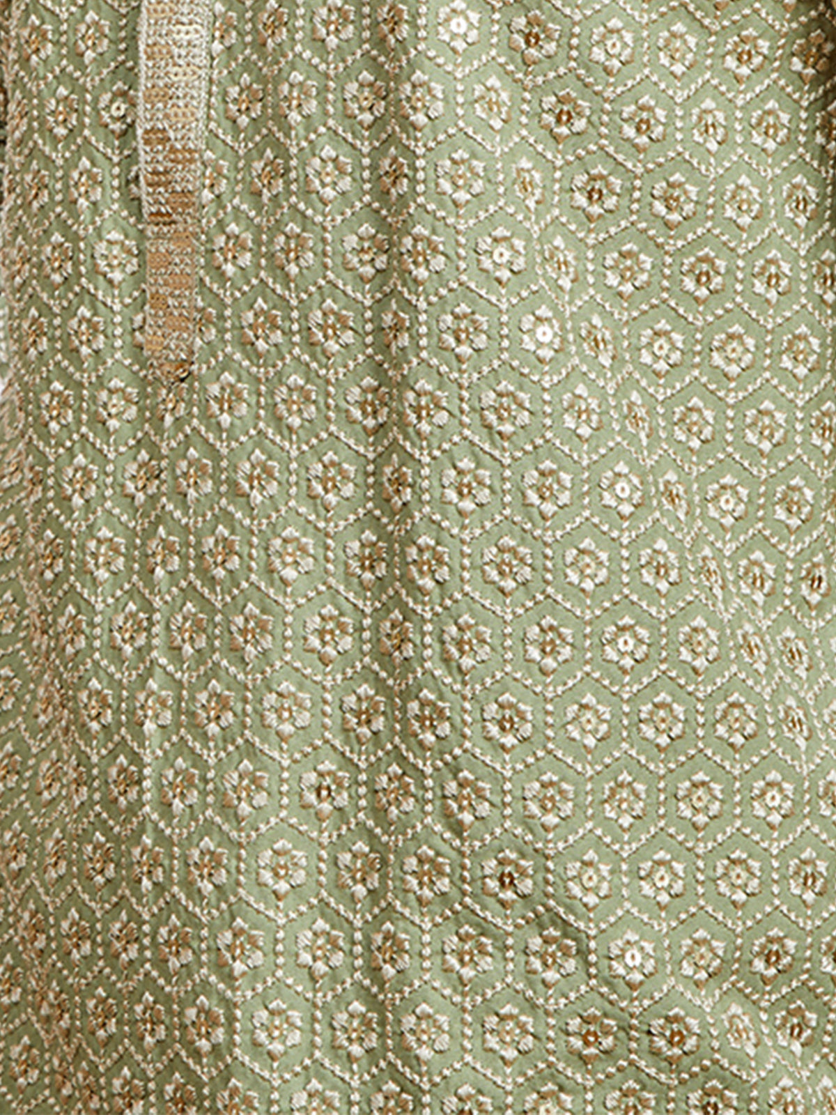 Men's Plus Pista Green Sequin Kurta