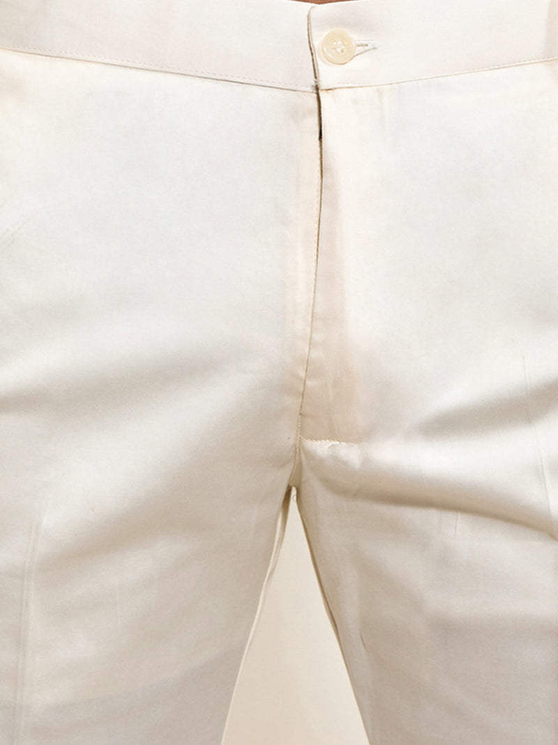 Men's Pista Green Sequin Kurta with Cream Trousers