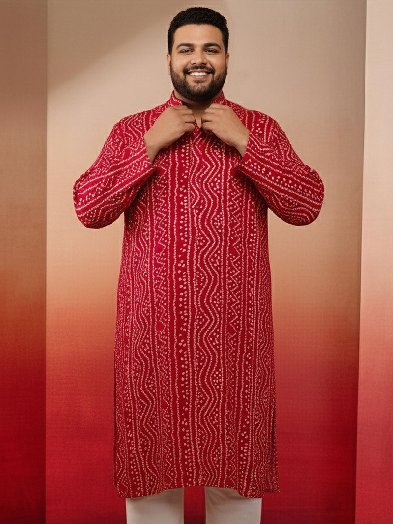 Men's Plus Falsa Bandhani Kurta