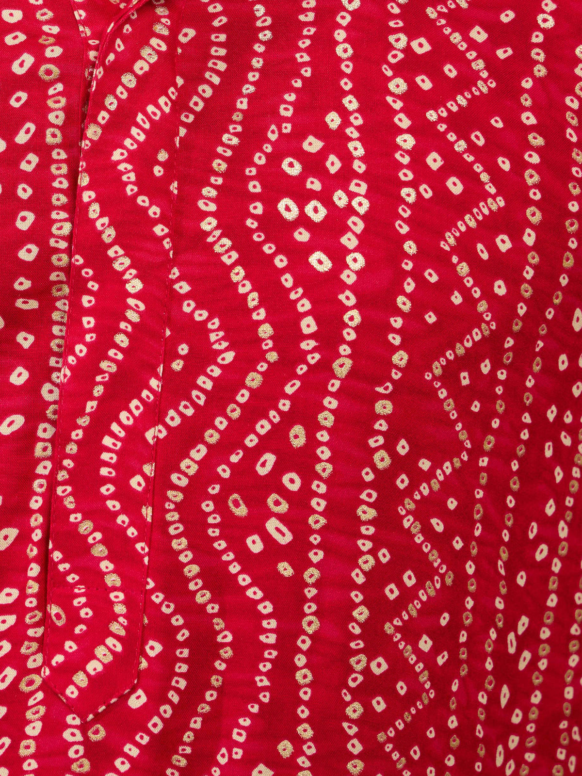 Men's Pink Bandhani Print Kurta with Cream Pyjama