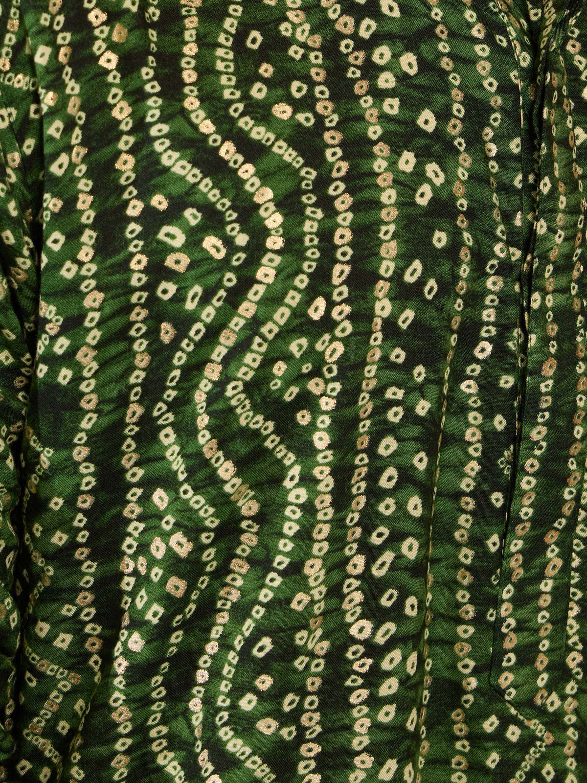 Men's Green Bandhani Kurta with Cream Pyjama