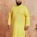 Men's Plus Yellow Lahariya Kurta