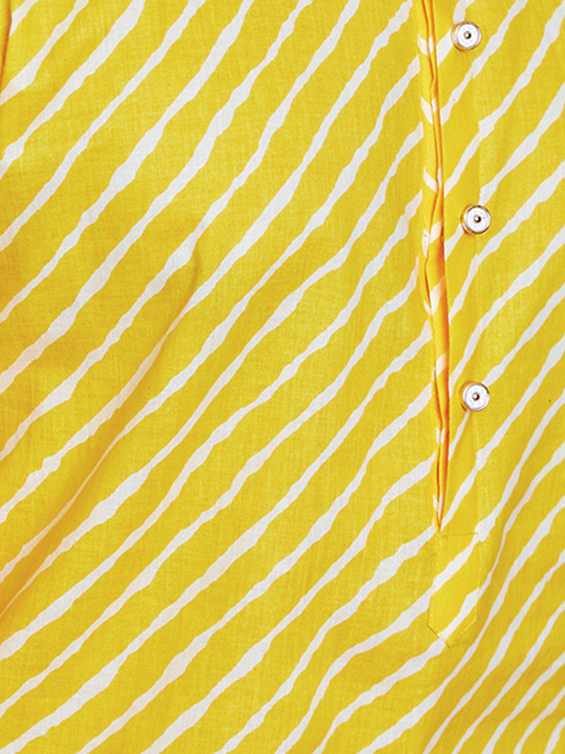 Men's Plus Yellow Lahariya Kurta