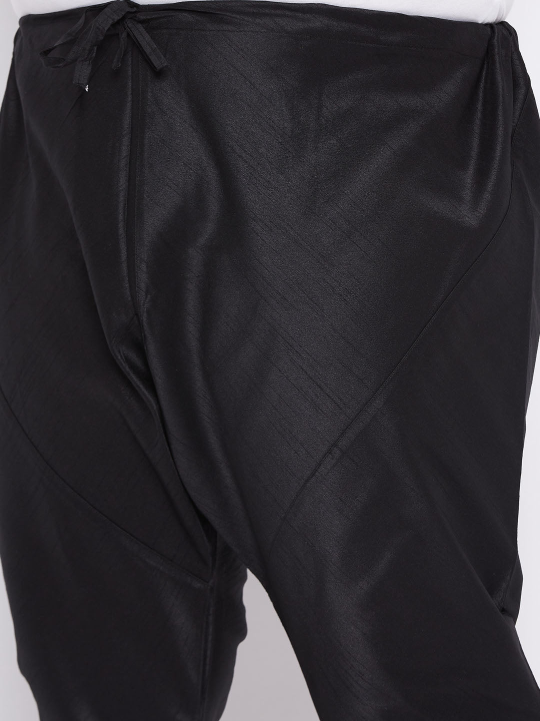 Men's Plus Size Coffee Brown Silk Blend Kurta And Black Pyjama Set