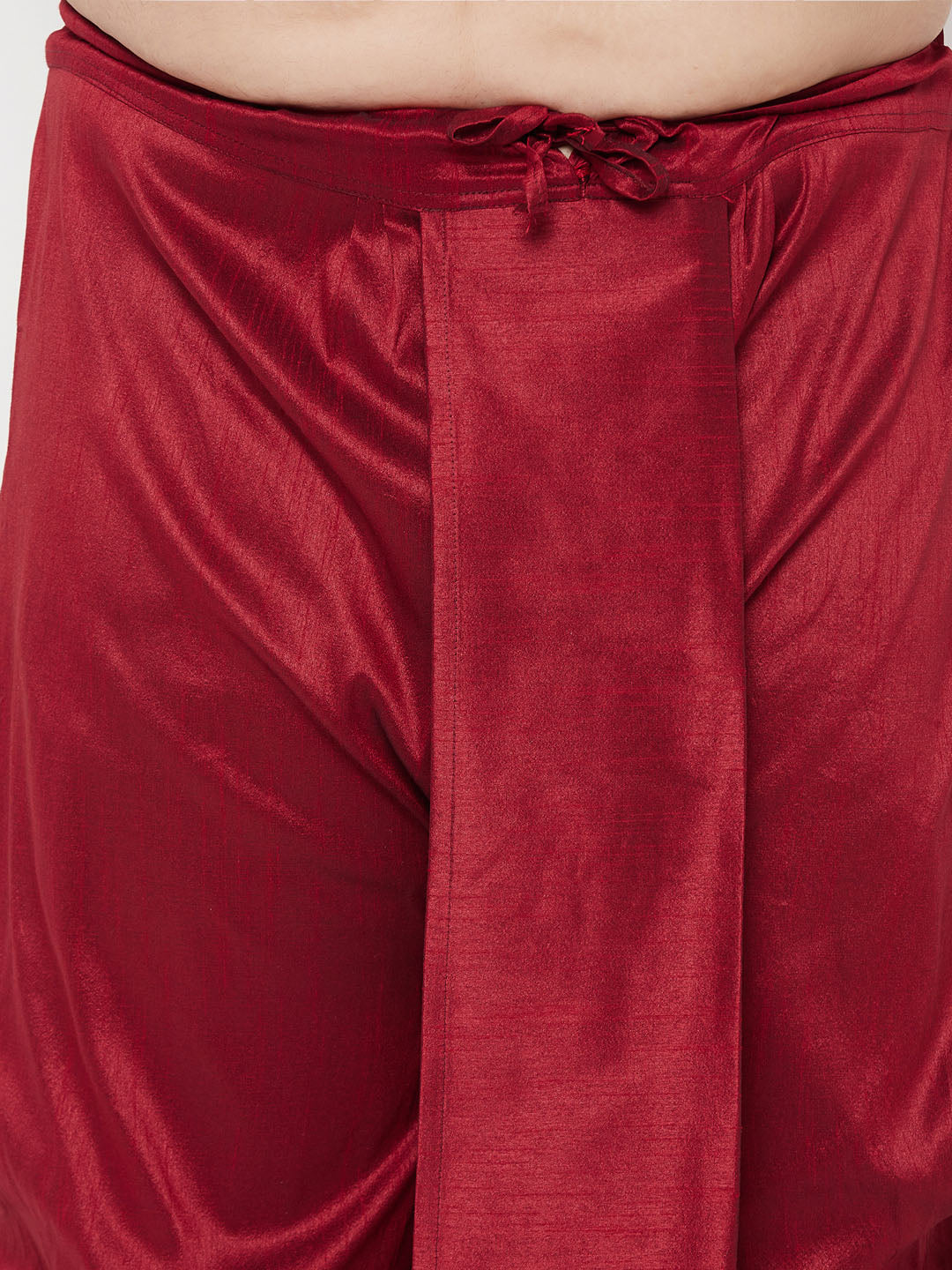 Men's Plus Size Gold Silk Blend Kurta And Maroon Solid Dhoti Set